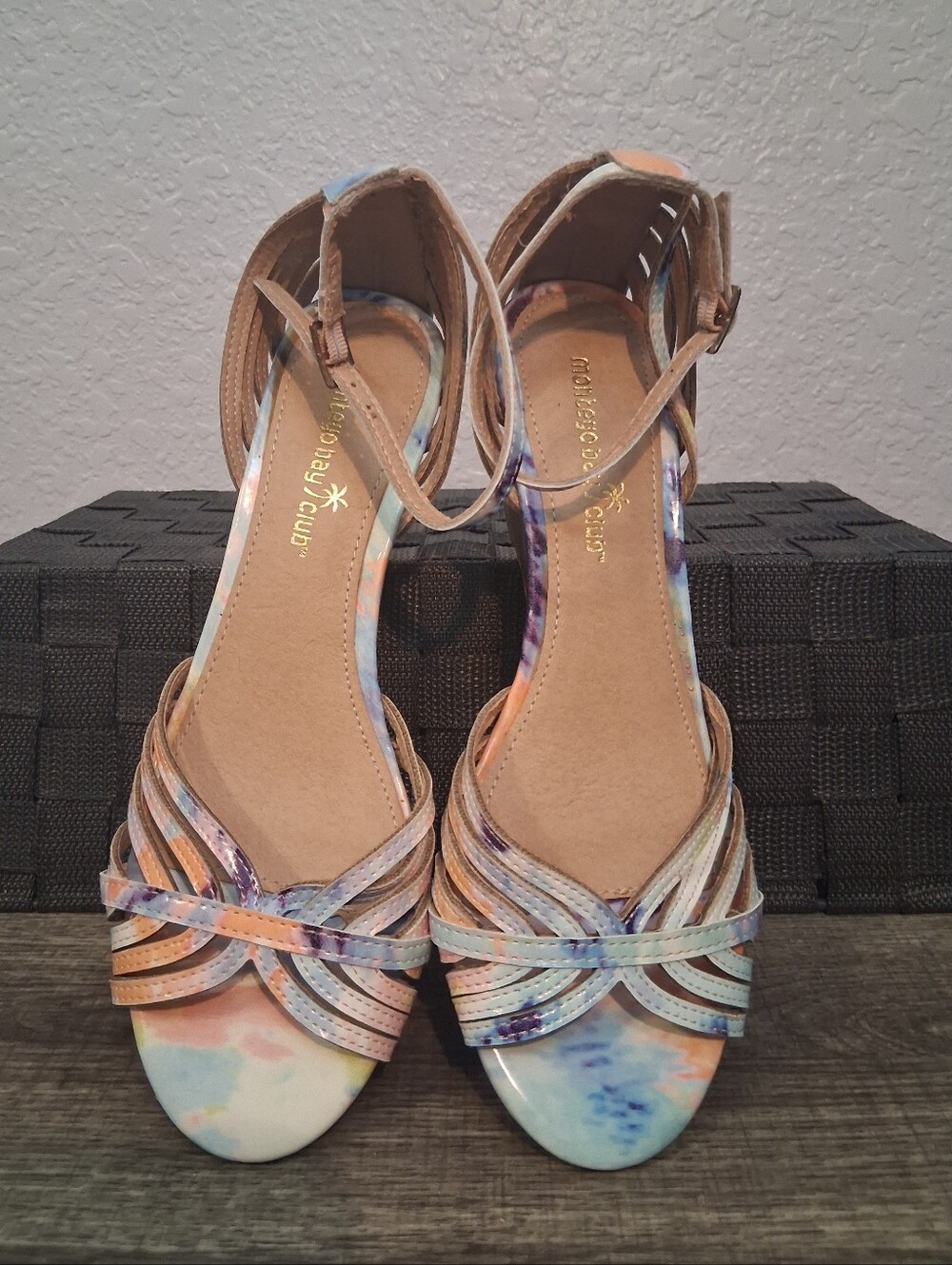 Montego Bay Club Multicolor Pastel Tie-Dye Ankle Strap Sandals